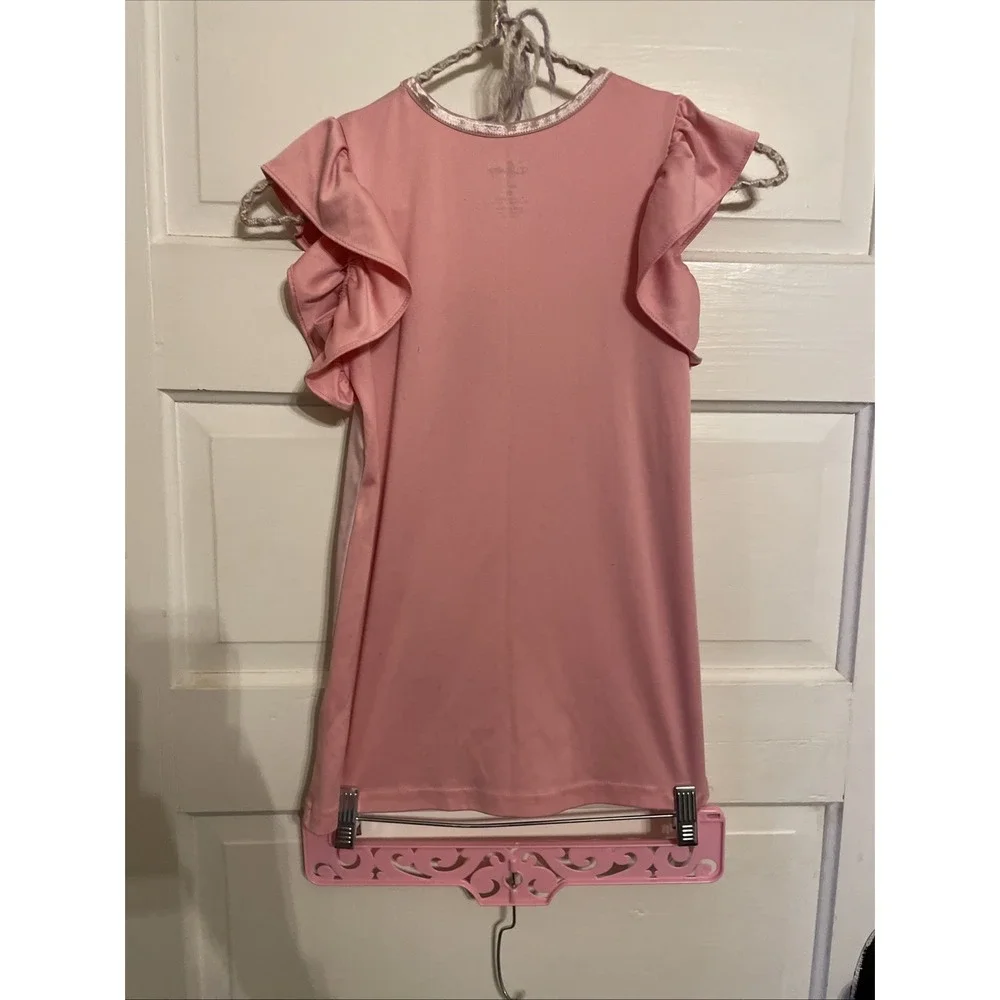 Disney Princesses Sleep Nightgown 5T Pink Ruffle Shoulders Belle Ariel Moana Rap - Picture 4 of 5